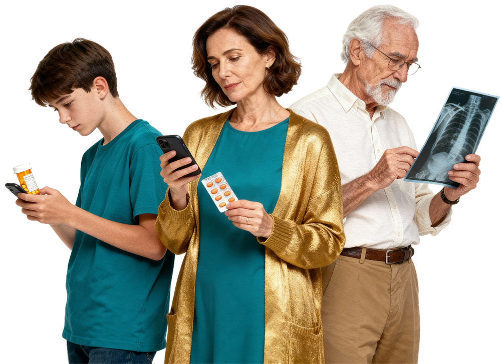 MyHealthLens platform dashboard showing health tracking features, doctor reports, and AI insights