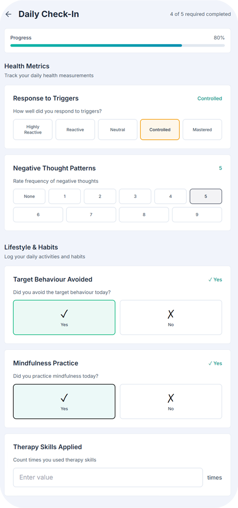 Daily Check-In Interface